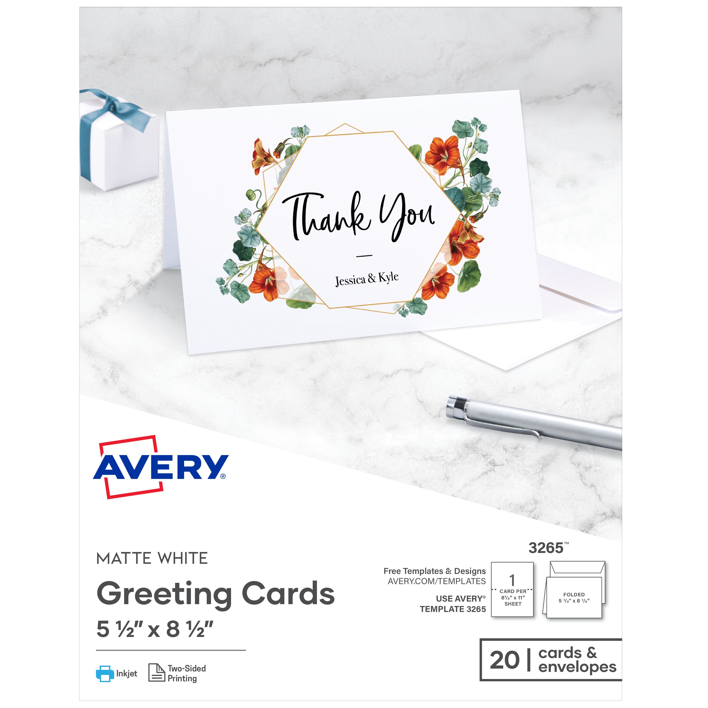 Half-Fold Greeting Cards & Envelopes, Matte White 3265 | Avery